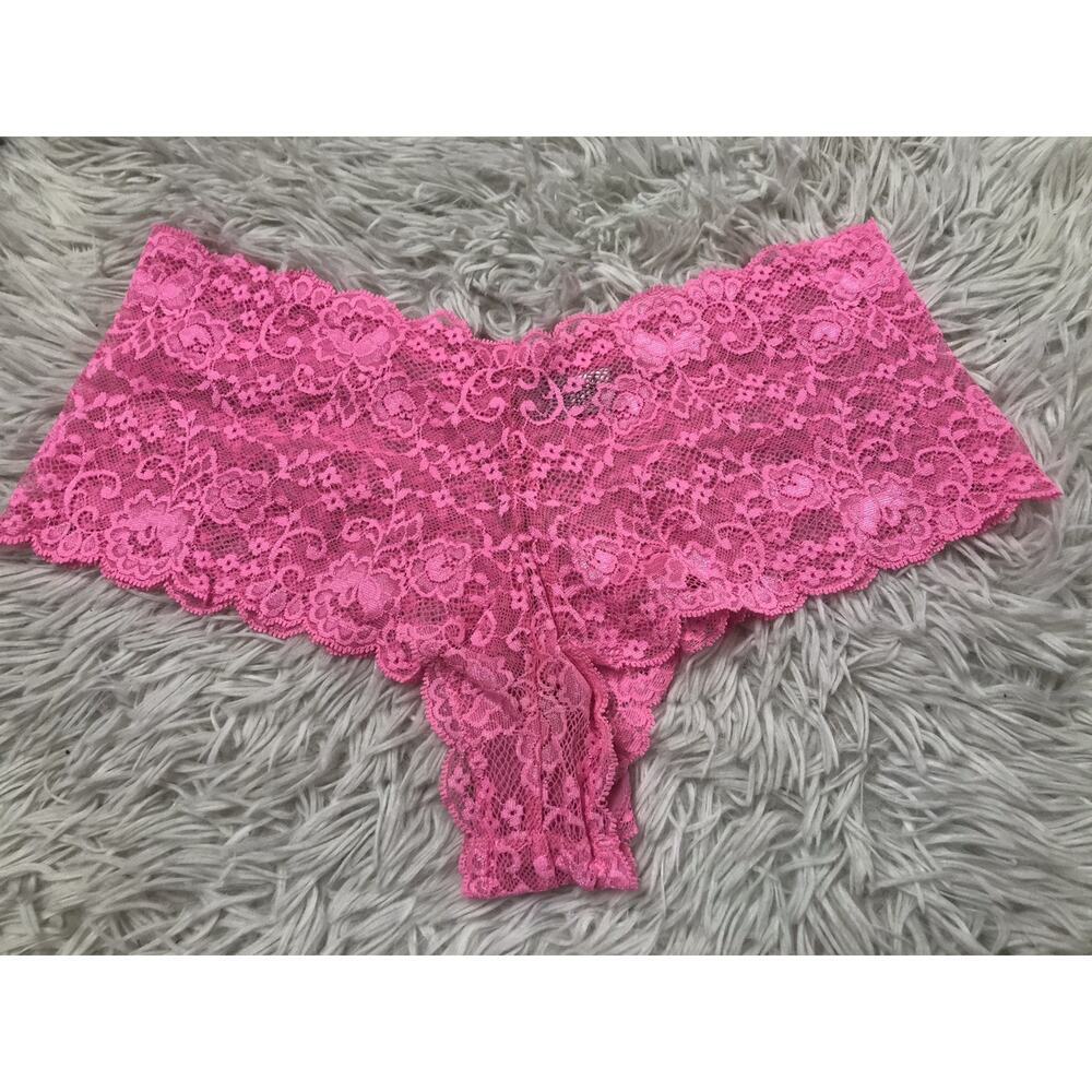 VINTAGE 2012 VINTAGE VICTORIA SECRET DREAM ANGELS HOT PINK LACE BOY SHORTS SZ LG